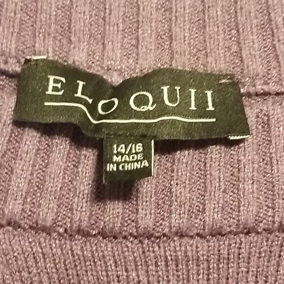 Eloquii 14-16 Sweater Belted Crewneck Long Line Purple Classic Soft Preppy Basic - Picture 5 of 9